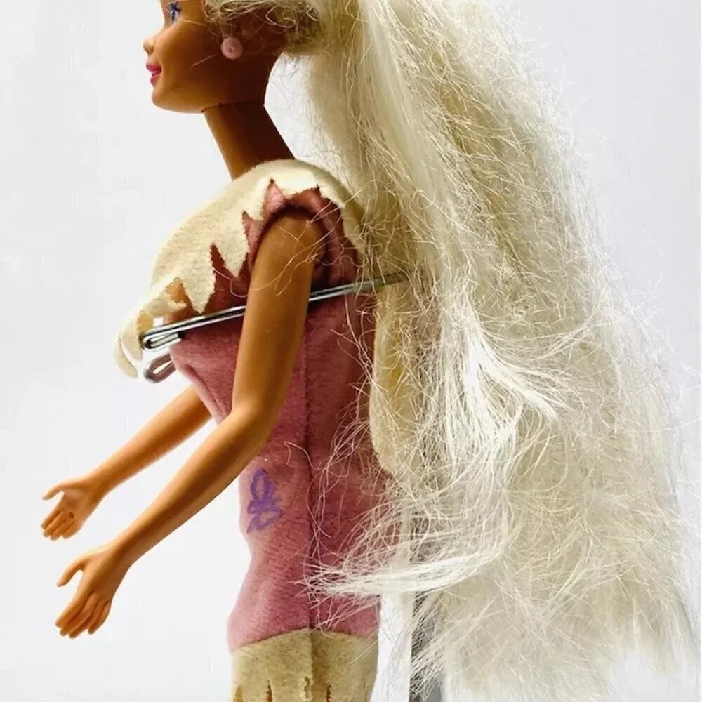 MATTEL BARBIE Doll Long Blond Hair Purple Eyes Pink Dress 12" Tall - Picture 8 of 11
